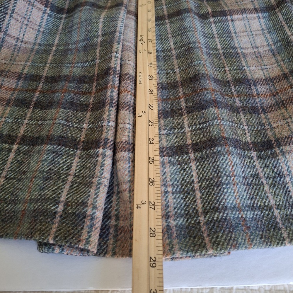 Vintage THE SPORTING‎ LIFE Size 10 Plaid Wool Skirt Brown Pink Zip Made In USA - Picture 12 of 14